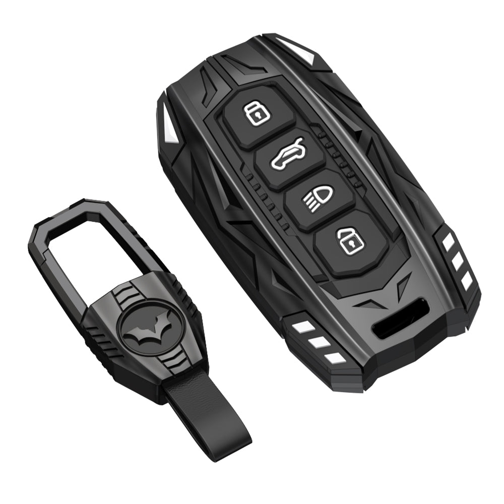 Tata Sierra Adventure, Accomplished, Curve Ev, Harrier Ev Adventure & Fearless Screwless Series Metal Soft Sillcon Smart Car Key Cover ( 4 Button-Top ) - Design Patent Pending - Copying Prohibited