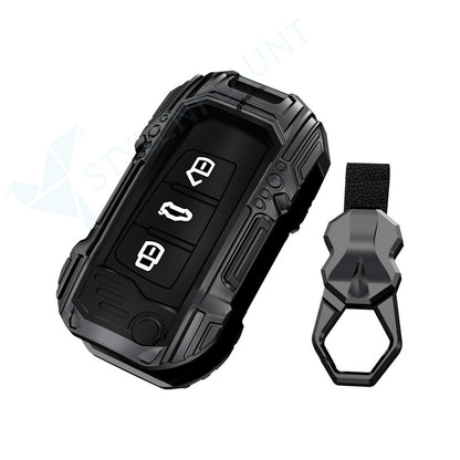 Audi Q3 Flipkey Luxury Premium Beast Metal Smart Car Design Key Cover Key Case With Key Chain (3 buttons)
