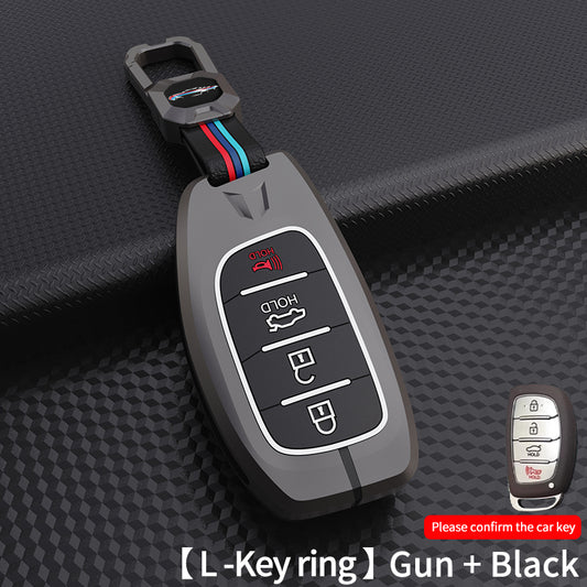 Hyundai 2020 Creta | Venue Luxury Premium Metal Smart Car Key Cover Key Case With Key Chain- 4 buttons(Compatible with Hyundai Creta 2020-2023)