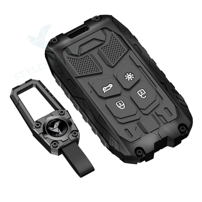 Nissan Tekton 2026 | Gravite Luxury Premium Transformer Series Metal Black Soft Sillcon Smart Car Key Cover Key Case With Key Chain (4 Button)