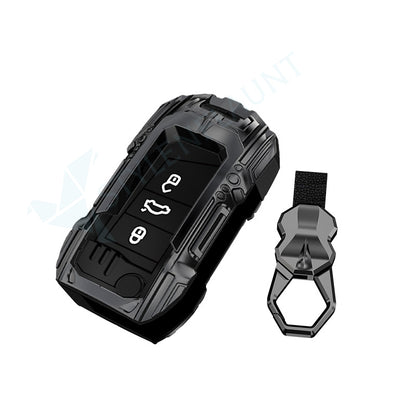 Skoda Kushaq , Slavia Luxury Premium Beast Metal Smart Car Design Key Cover Key Case With Key Chain ( 3 buttons ) FlipKey