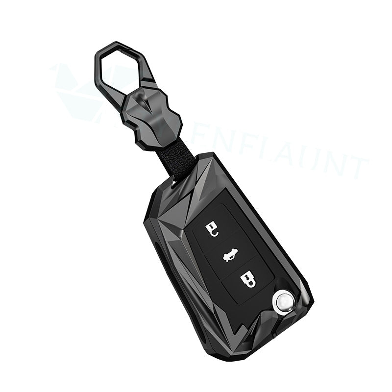 STYLENFLAUNT Waterproof New Protector Series Soft Silicon Car Case Holder Keychain & Full Protection 3 Button Metal Smart Car Key Cover for Skoda Kylaq | Kushaq | Slavia