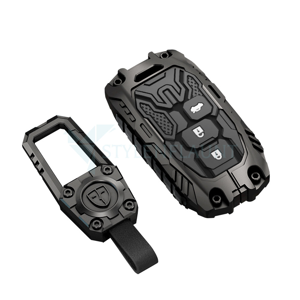 Suzuki Swift Dzire | Victoris Luxury Premium Transformer Series Metal Black Soft Sillcon Smart Car Key Cover Key Case With Key Chain   ( 3 Button )