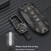 Mahindra XEV 9e | BE 6 | 7XO Luxury Premium Transformer Series Metal Black Soft Sillcon Smart Car Key Cover Key Case With Key Chain ( 6 Button )