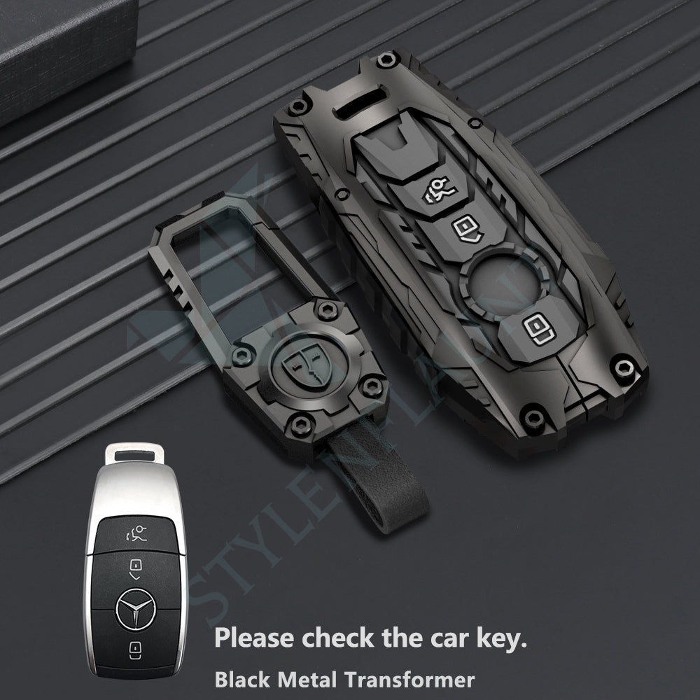 Mercedes Benz GLA-200 Luxury Premium Transformer Series Metal  Black Soft Sillcon Smart Car Key Cover Key Case With Key Chain( 3 buttons )