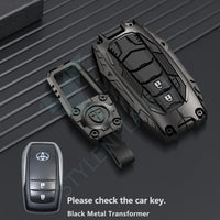 Toyota Hycross | Innova | Hilux Luxury Premium Transformer Series Metal Black Soft Sillcon Smart Car Key Cover Key Case With Key Chain ( 2 buttons )