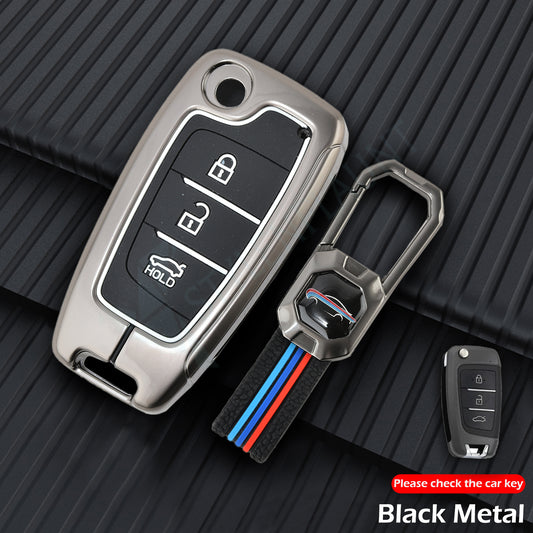 HYUNDAI I20 FLIPKEY Luxury Premium Metal Smart Car Key Cover Key Case With Key Chain ( 3 buttons ) Flipkey
