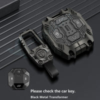 Jetour T2 Luxury Premium Transformer Series Metal Black Soft Sillcon Smart Car Key Cover Key Case With Key Chain ( 4 buttons )