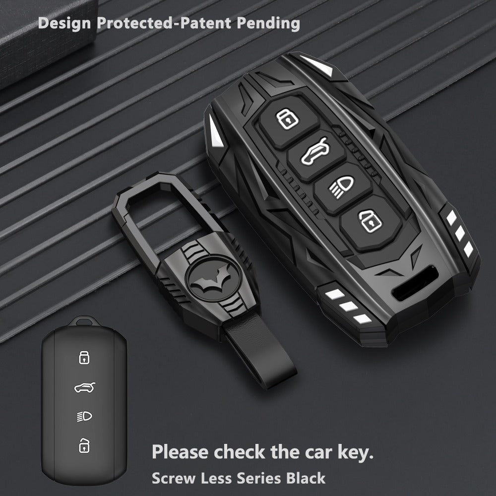 Tata Sierra Adventure, Accomplished, Curve Ev, Harrier Ev Adventure & Fearless Screwless Series Metal Soft Sillcon Smart Car Key Cover ( 4 Button-Top ) - Design Patent Pending - Copying Prohibited
