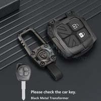 Suzuki Swift | Dzire | WagonR | Brezza | Grand Vitara | Fronx | Jimny | XL6 | Ignis | Ertiga | Baleno | Vitara Brezza | Celerio | Alto | Ciaz | S-Cross Luxury Transformer Series Metal Key Cover With Key Chain ( 2 buttons )