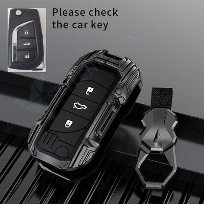 Toyota Fortuner | Tundra | Highlander | Corolla | CHR | Camry | Rav4 | Innova Crysta | Flipkey Luxury Premium Beast Metal Smart Car Design Key Cover Key Case With Key Chain ( 3 buttons ) FlipKey