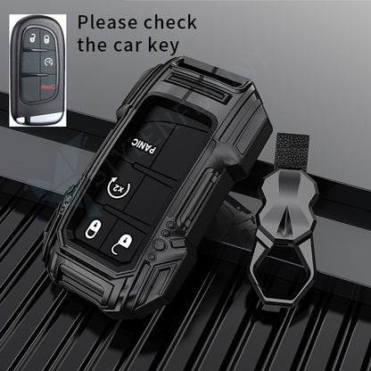 Jeep Compass Luxury Premium Beast Metal Smart Car Design Key Cover Key Case With Key Chain (4 buttons)