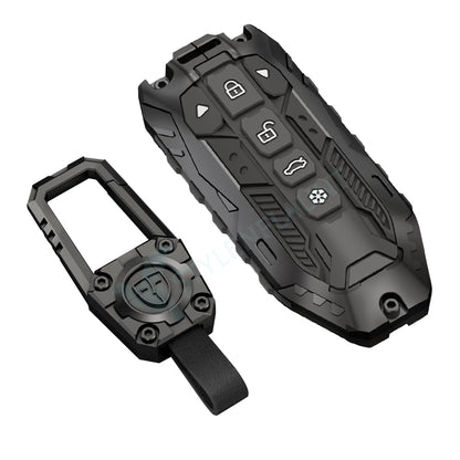 Mahindra XEV 9e and BE 6 Luxury Premium Transformer Series Metal Black Soft Sillcon Smart Car Key Cover Key Case With Key Chain ( 6 Button )