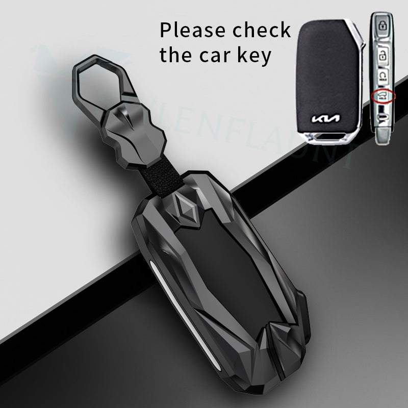 kia Seltos 2023 | Sonnet 2024 Luxury Premium Transformer Series Metal Black Soft Sillcon Smart Car Key Cover Key Case With Key Chain ( 4 Button )