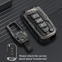 Mahindra Thar Roxx | XUV 700 | Thar | Scorpio-N 2023 | 3XO | Bolero Premium Transformer Series Metal Silicone Car Key Cover Case with Key Chain ( 3 buttons ) Flipkey