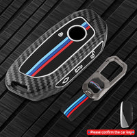 BMW X5 2023 | X7 2023 Luxury Premium Metal Carbon Fiber Black Soft Sillcon Smart Car Key Cover Key Case With Key Chain ( 3 button )