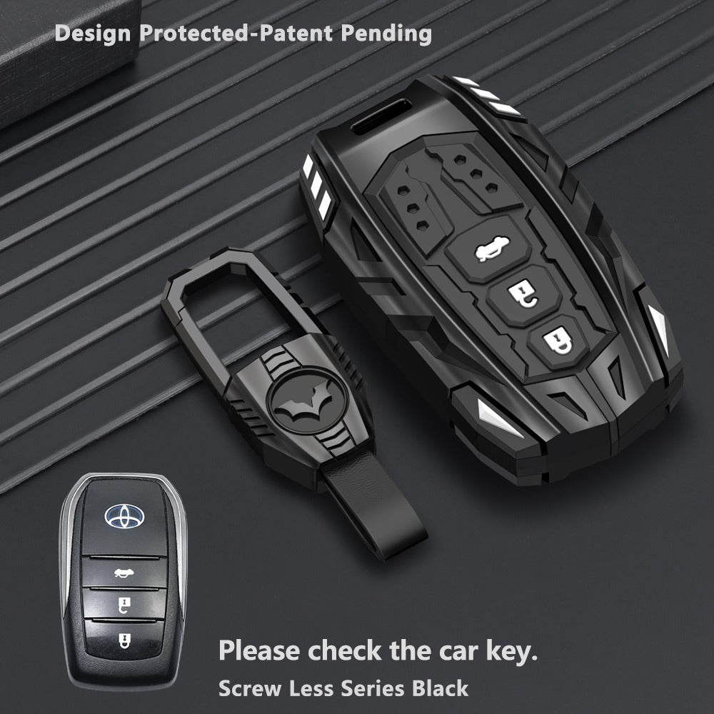 Toyota Fortuner | Hycross Innova | Camry Hybrid 2026 Screwless Series Metal Soft Sillcon Smart Car Key Cover With Key Chain ( 3 Button ) - Design Patent Pending - Copying Prohibited