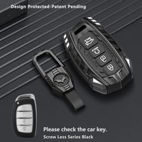 Hyundai Creta 2024 | Alcazar | Creta 2025 Ev | Venue Screwless Series Metal Black Soft Sillcon Smart Car Key Cover With Key Chain ( 4 Buttons ) - Design Patent Pending - Copying Prohibited