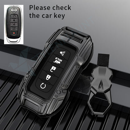 Nissan Patrol 2025 | Sentra 2025 | Rogue 2025 | Pathfinder 2025 Luxury Premium Beast Metal Smart Car Design Key Cover Key Case With Key Chain (5 buttons)
