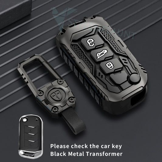 MAHINDRA THAR ROXX | XUV 700 | Thar | Scorpio - N 2023 | 3XO | Bolero Luxury Premium Transformer Series Metal Black Soft Sillcon Smart Car Key Cover Key Case With Key Chain ( 3 Button )