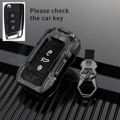 Volkswagen tiguan and virtus Premium  Luxury Premium Beast Metal Smart Car Design Key Cover Key Case With Key Chain ( 3 buttons ) Flipkey