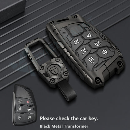 GMC Hummer EV | Yukon Denali 2025 Luxury Premium Transformer Series Metal Black Soft Sillcon Smart Car Key Cover Key Case With Key Chain (6 buttons)
