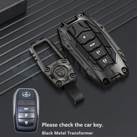 Toyota Land Crushier 2024|Tundra SR5 2025|Grand Highlander 2025|Tacoma 2025|Corolla 2025|Camry 2025 Luxury Premium Transformer Series Metal Black Soft Sillcon Smart Car Key Cover With Key Chain ( 4 buttons )