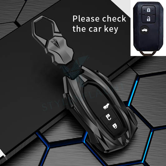 Suzuki Swift Dzire | Victoris Luxury Premium Transformer Series Metal Black Soft Sillcon Smart Car Key Cover Key Case With Key Chain   ( 3 Button )