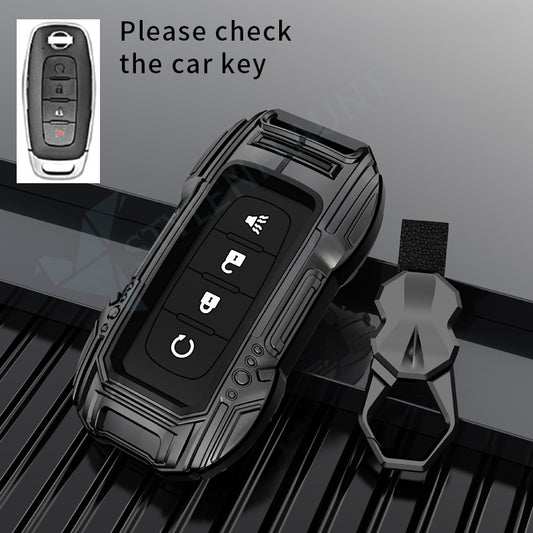 Nissan Rouge | Sentra | Pathfinder | Kicks Luxury Premium Beast Metal Smart Car Design Key Cover Key Case With Key Chain (4 buttons)