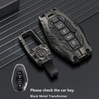 Jetour X70 Plus Luxury Premium Transformer Series Metal Black Soft Sillcon Smart Car Key Cover Key Case With Key Chain ( 4 buttons )