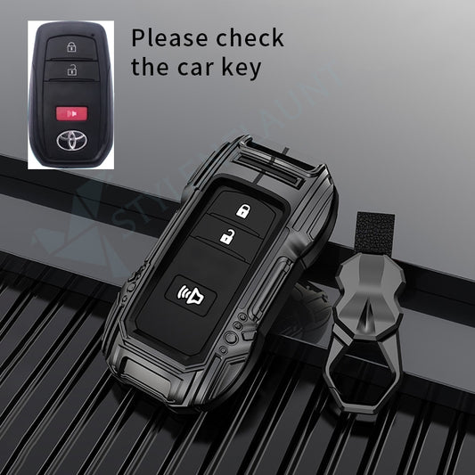 Toyota Land-cruiser Luxury Premium Beast Metal Smart Car Design Key Cover Key Case With Key Chain ( 3 buttons )
