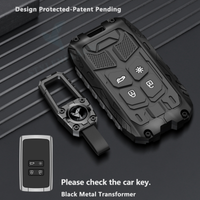 Renault Duster 2026 | Kiger Luxury Premium Transformer Series Metal Black Soft Sillcon Smart Car Key Cover Key Case With Key Chain (4 Button)