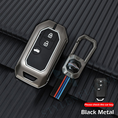 Suzuki Swift Dzire | Ertiga Luxury Premium Metal Smart Car Key Cover Soft Silicon Car Case Key Case With Key Chain( 3 Button )