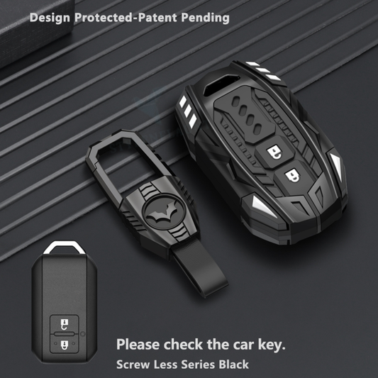 Suzuki Grand Vitara | Victoris | Fronx | Jimmy | Ertiga | XL 6 | Baleno | Brezza | Luxury Premium SCREW LESS TRANSFORMER SERIES Car Key Cover Key Case With Key Chain (2 Button) Design Patent Pending - Copying Prohibited