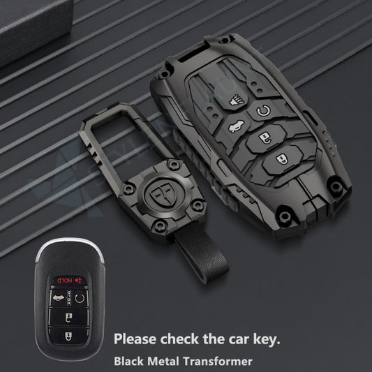 Honda Accord 2025 | CR-V 2025 | HR-V 2025 | Civic 2025 Luxury Premium Transformer Series Metal Black Soft Sillcon Smart Car Key Cover Key Case With Key Chain ( 5 buttons )