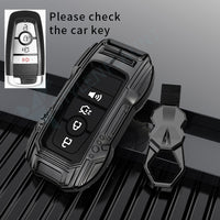 Ford Explorer | Escape | Edge | Bronco 2025 | F150 | Mustang Luxury Premium Beast Metal Smart Car Design Key fob Cover Key Case With Key Chain ( 4 buttons )