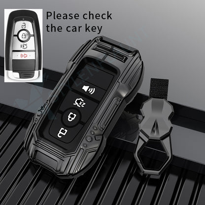 Ford Explorer | Escape | Edge | Bronco 2025 | F150 | Mustang Luxury Premium Beast Metal Smart Car Design Key Cover Key Case With Key Chain (4 buttons)