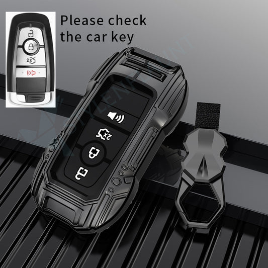 Ford Explorer | Escape | Edge | Bronco 2025 | F150 | Mustang Luxury Premium Beast Metal Smart Car Design Key Cover Key Case With Key Chain (4 buttons)