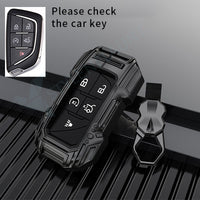 CADILLAC 2020-24 CT4 | 2020-2024 CT5 | Lyriq 2024 Luxury Premium Beast Metal Smart Car Design Key Cover Key Case With Key Chain ( 5 buttons )