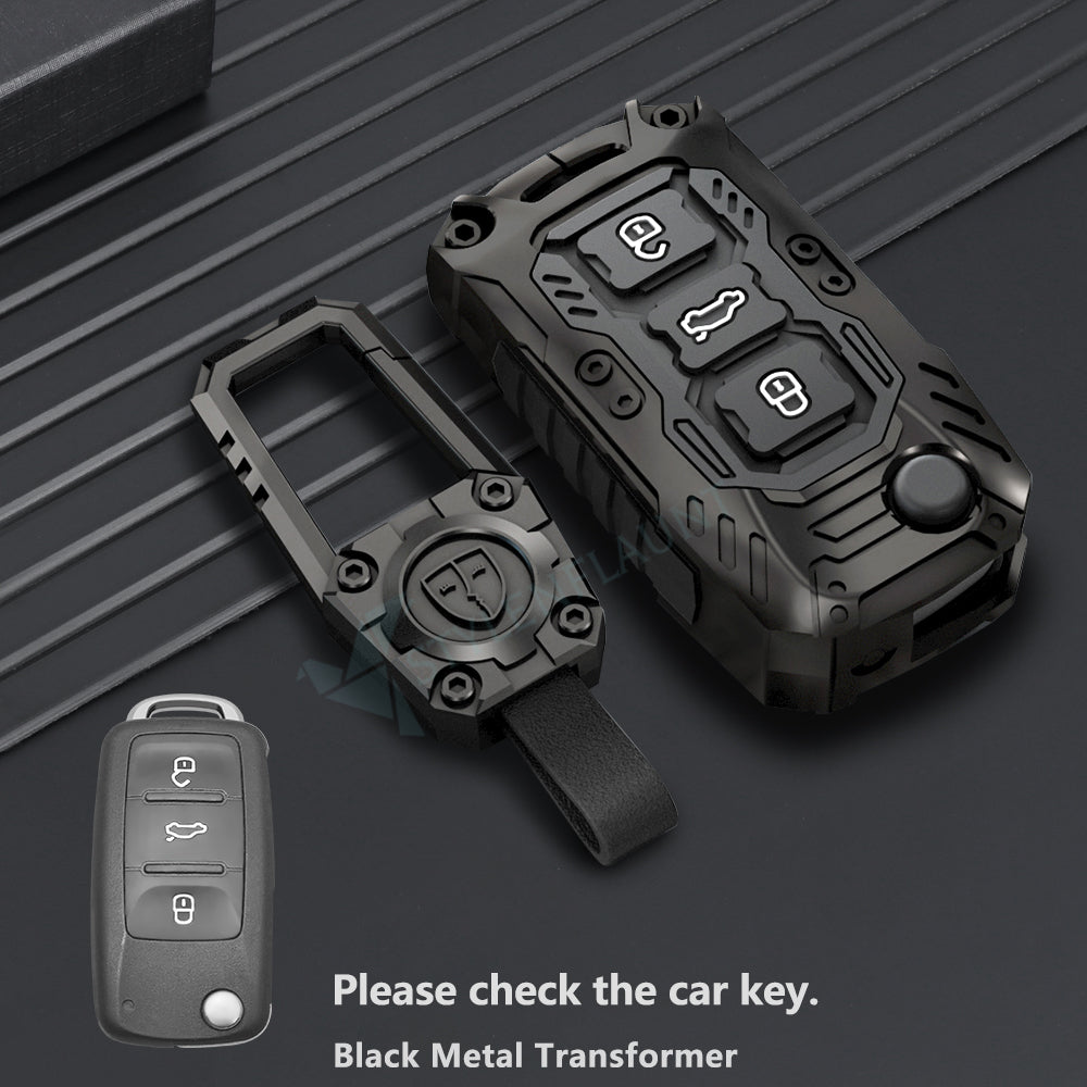 Volkswagen Jetta | Vento | Polo | Ameo 3 Luxury Premium Transformer Series Car Key Cover Key Case With Key Chain ( 3 Button Flipkey)