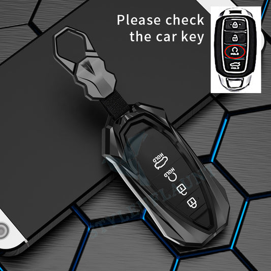 Hyundai Verna 2025 Luxury Premium Beast Metal Smart Car Design Key Cover Key Case With Key Chain ( 4 buttons)