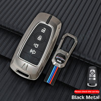 Ford Explorer | Escape | Edge | Bronco 2025 | F150 | Mustang Luxury Premium Metal Smart Car Key Cover Key Case With Key Chain ( 4 buttons )