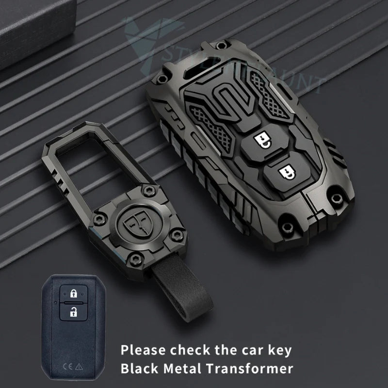 Toyota Hyryder | Glanza | Taisor Luxury Premium Transformer Series Metal Black Soft Sillcon Smart Car Key Cover Key Case With Key Chain (2 buttons)