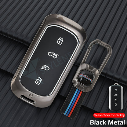 TATA Curve EV Luxury Premium Metal Smart Car Key Cover Key Case With Key Chain( 4 buttons )
