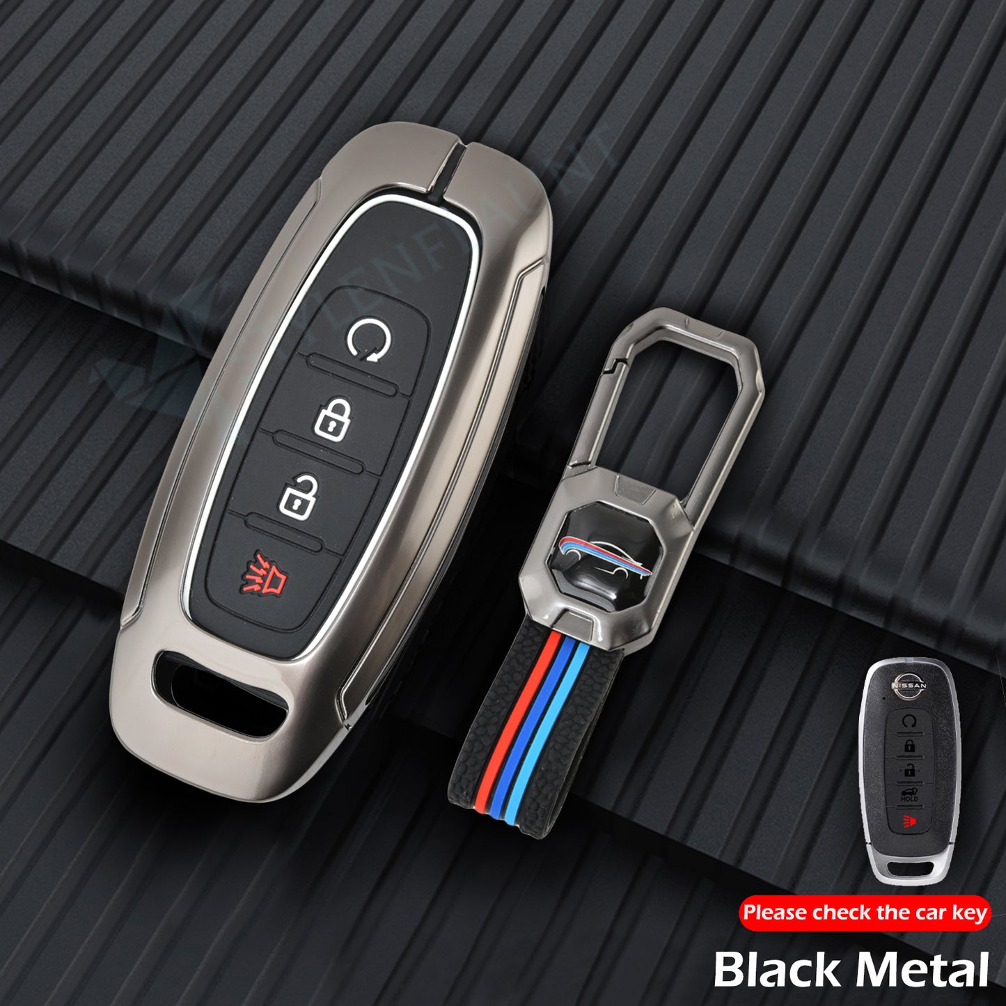 Nissan Rouge | Sentra | Pathfinder | Kicks | Ariya 2025 Luxury Premium Metal Smart Car Key Cover Key Case With Key Chain ( 4 buttons