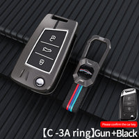 Skoda Kushaq | Slavia | Kylaq Luxury Premium Metal Luxury Car Key Cover Key Case With Key Chain ( 3 Button )