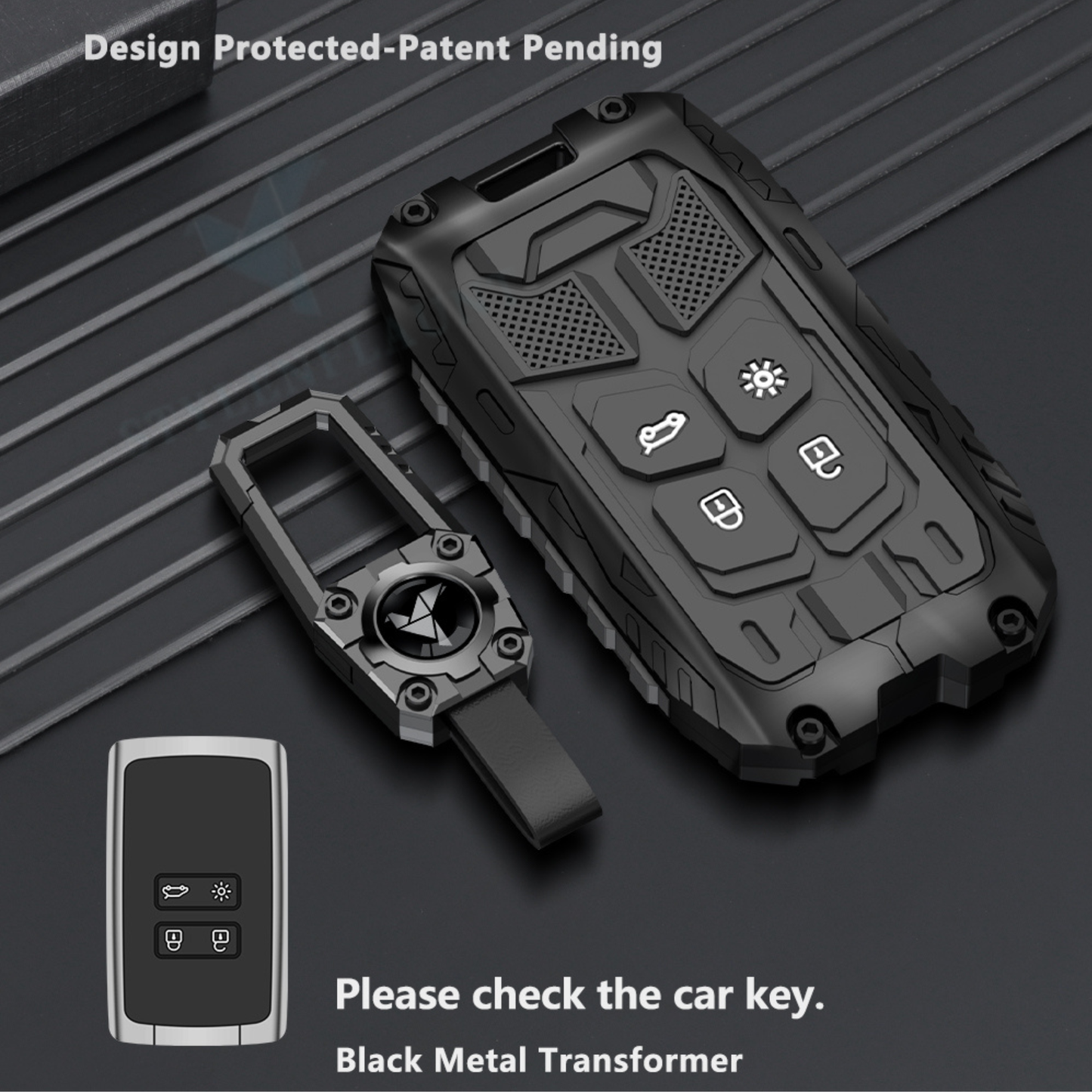 Nissan Tekton 2026 | Gravite Luxury Premium Transformer Series Metal Black Soft Sillcon Smart Car Key Cover Key Case With Key Chain (4 Button)
