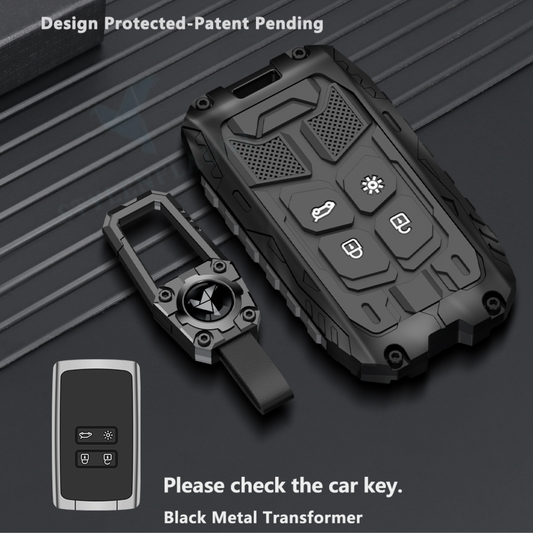 NISSAN TEKTON 2026 | Gravite Luxury Premium Transformer Series Metal Black Soft Sillcon Smart Car Key Cover Key Case With Key Chain (4 Button)