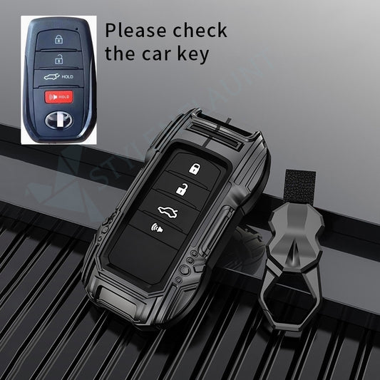 Toyota Land Crushier 2024 | Tundra SR5 2025 | Grand Highlander 2025 | Tacoma 2025 | Corolla 2025 | Camry 2025 Luxury Premium Beast Metal Smart Car Design Key Cover Key Case With Key Chain ( 4 buttons )