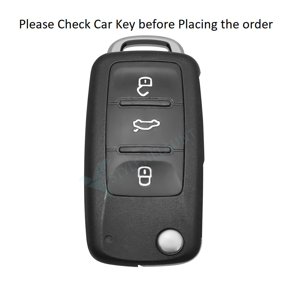 Volkswagen Jetta | Vento | Polo | Ameo 3 Luxury Premium Transformer Series Car Key Cover Key Case With Key Chain ( 3 Button Flipkey)